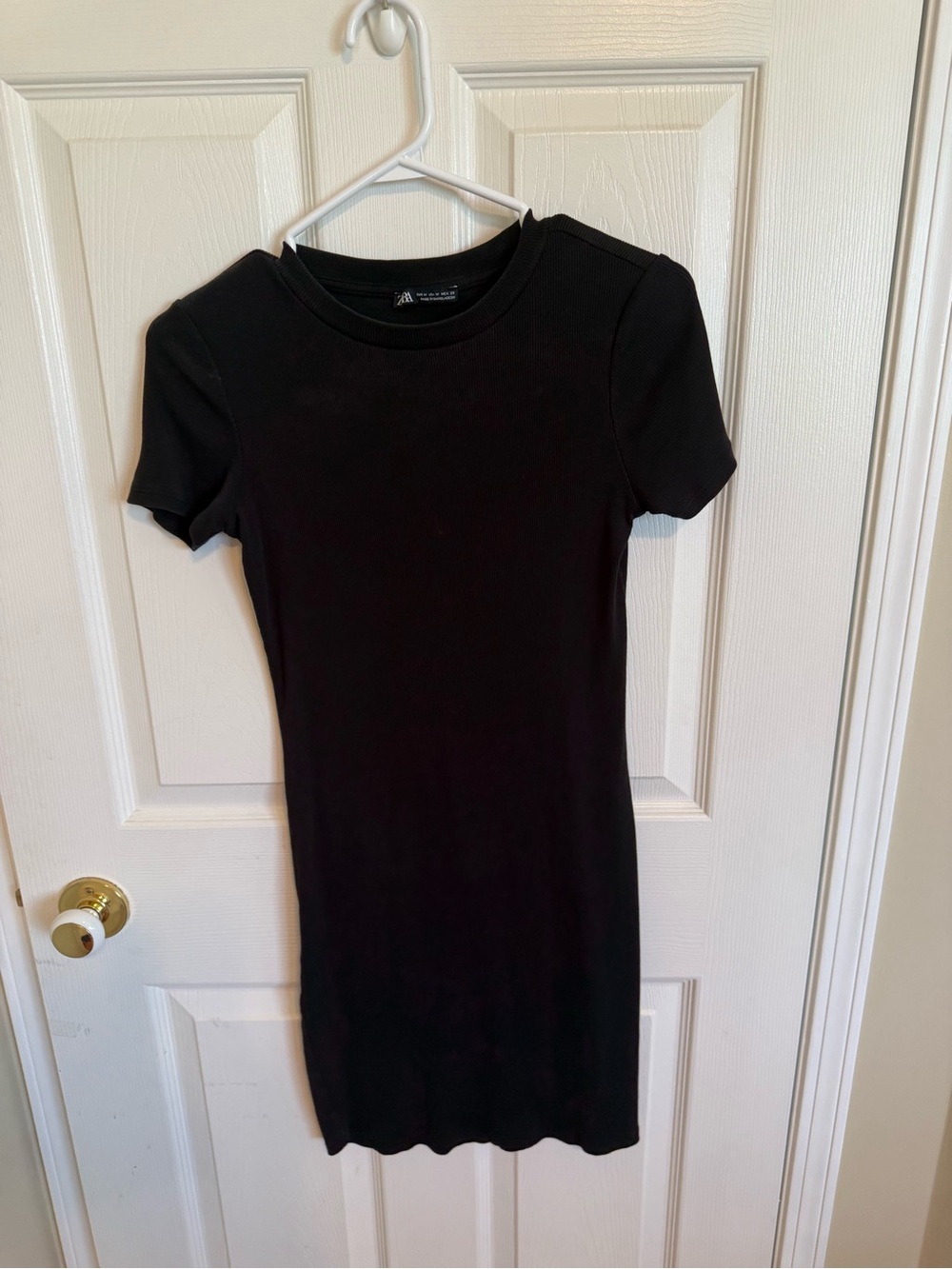 Zara Black Ribbed Short Sleeve Dress